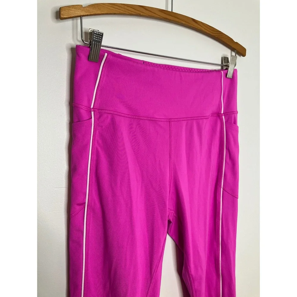 Victoria's Secret Leggings Womens L Short Pink Excellent Pockets Piping Cropped
